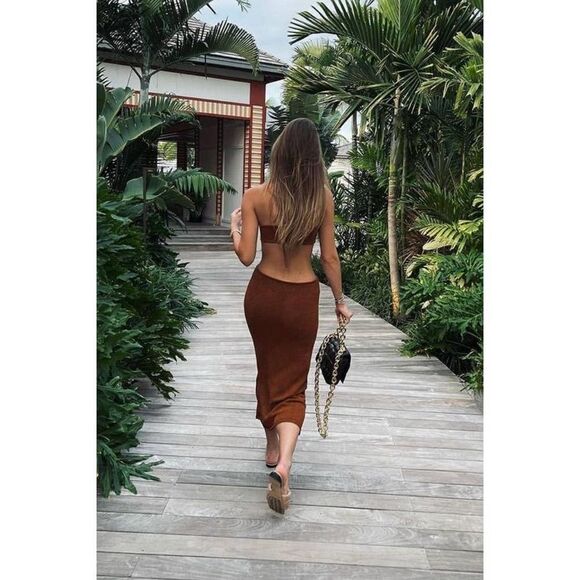 Cult Gaia Cameron Knit Dress in Amber Large - Picture 5 of 11